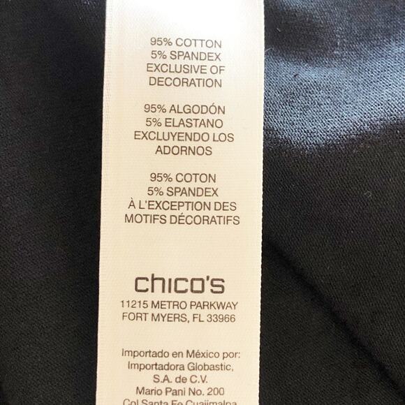 Chico's Zenergy Medium 1 Embroidered Beaded black Top V Neck - Picture 5 of 6